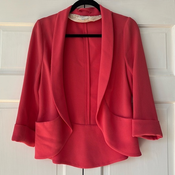 Aritzia Wilfred Lightweight Coral Pink Bright Blazer Size 6 Open Front Business - Picture 1 of 11